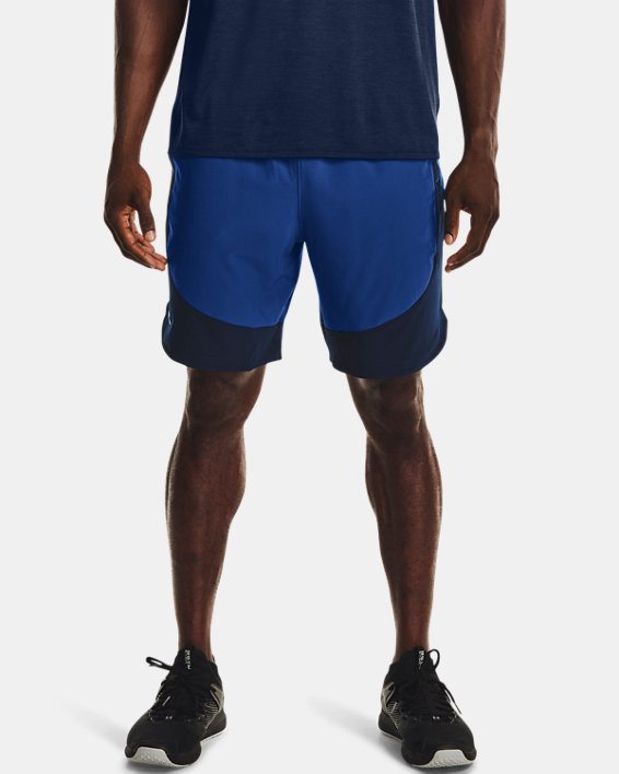 Men's UA HIIT Woven Colorblock Shorts, Blue, pdpMainDesktop image number 0